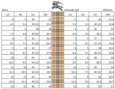 burberry sizing guide|burberry size chart uk.